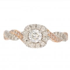 Gold Diamond Halo Cluster Ring