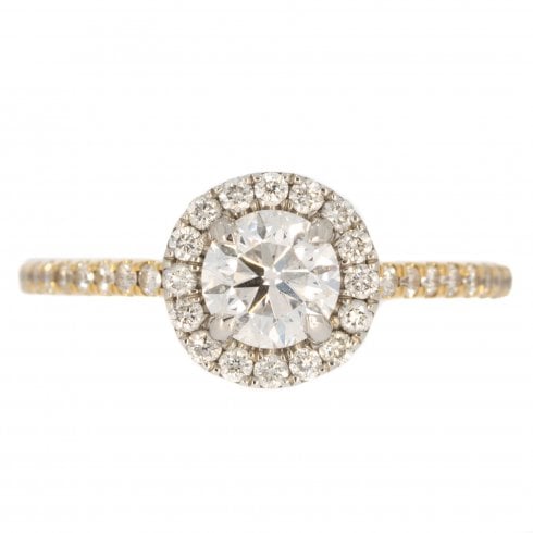 Gold Diamond Halo Cluster Ring