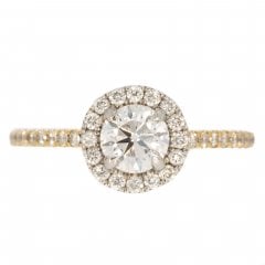 Gold Diamond Halo Cluster Ring