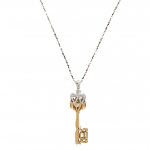 Gold Diamond Key Pendant