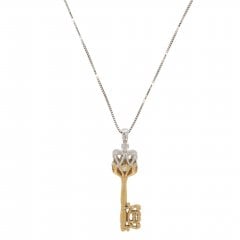 Gold Diamond Key Pendant