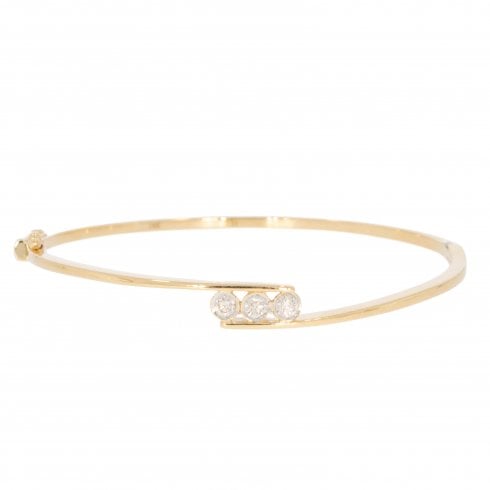 Gold Diamond Set Crossover Bangle