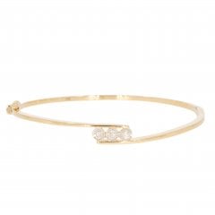 Gold Diamond Set Crossover Bangle