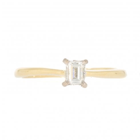 Gold Emerald Cut Diamond Solitaire