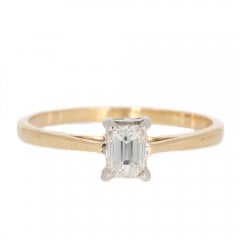 Gold Emerald Cut Diamond Solitaire Ring