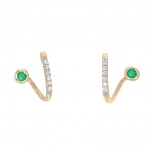 Gold Emerald & Diamond Drop Earrings