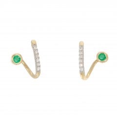 Gold Emerald & Diamond Drop Earrings