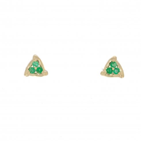 Gold Emerald Stud Earrings