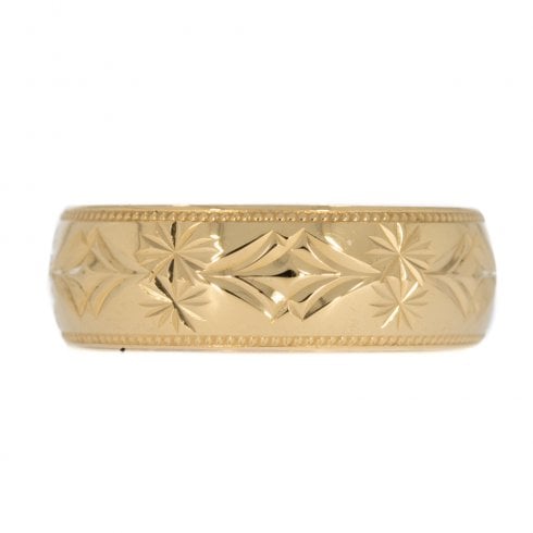 Gold Engraved Wedding Band
