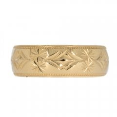 Gold Engraved Wedding Band