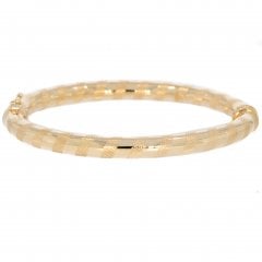 Gold Hinged Textured Bangle
