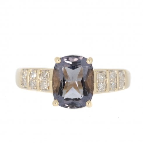 Gold Iolite & Diamond Ring