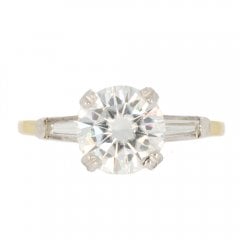 Gold Moissanite & Diamond Solitaire Ring