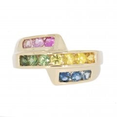 Gold Multi-Coloured Sapphire Ring