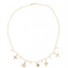 Gold Multi-Gem Charm Necklace