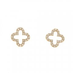 Gold Openwork Diamond Clover Stud Earrings