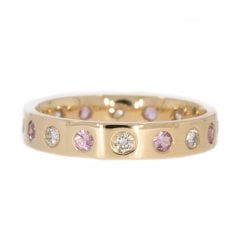 Gold Pink Sapphire & Diamond Full Eternity Ring