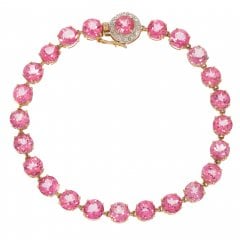 Gold Pink Topaz & Diamond Bracelet