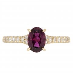 Gold Rhodolite Garnet and Diamond Ring