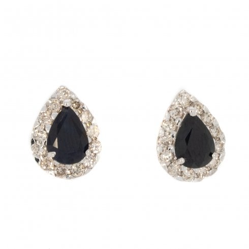 Gold Sapphire & Diamond Cluster Ear Studs