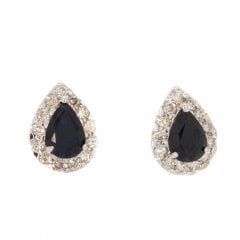Gold Sapphire & Diamond Cluster Ear Studs
