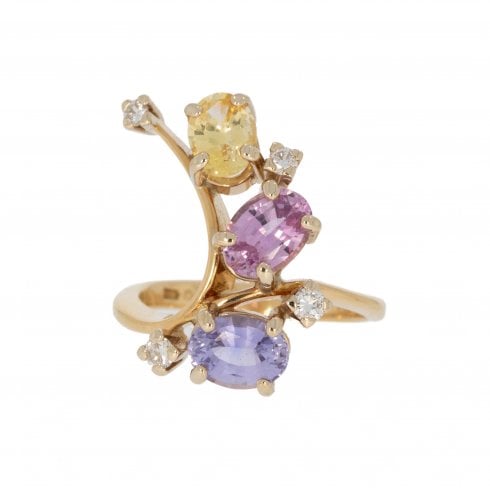Gold Sapphire & Diamond Dress Ring