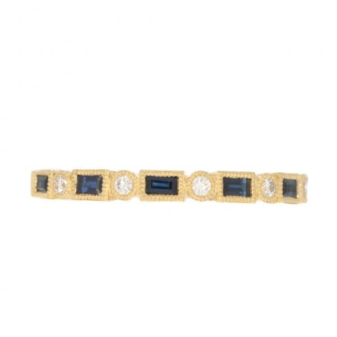 Gold Sapphire & Diamond Half Eternity Ring
