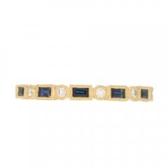 Gold Sapphire & Diamond Half Eternity Ring