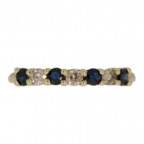 Gold Sapphire & Diamond Half Eternity Ring