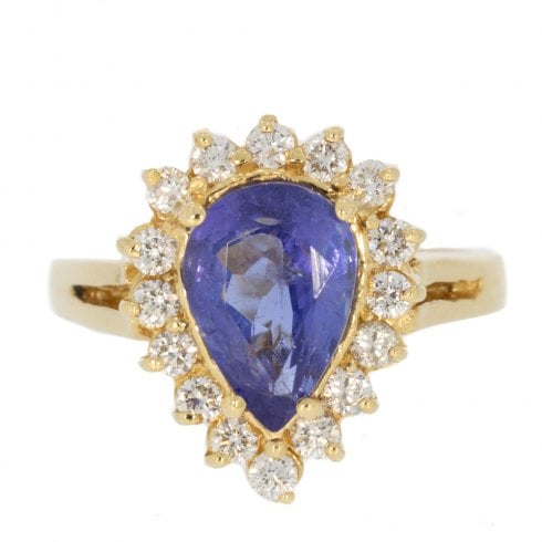 Gold Tanzanite & Diamond Cluster Ring