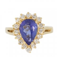 Gold Tanzanite & Diamond Cluster Ring