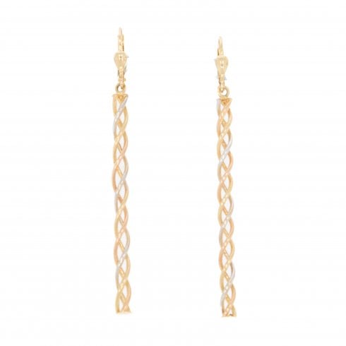 Gold Three-colour Twist Drop Earrings