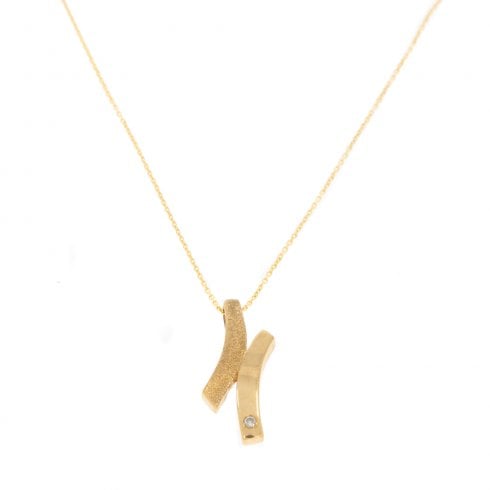 Gold X-Shaped Diamond Pendant