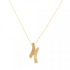 Gold X-Shaped Diamond Pendant