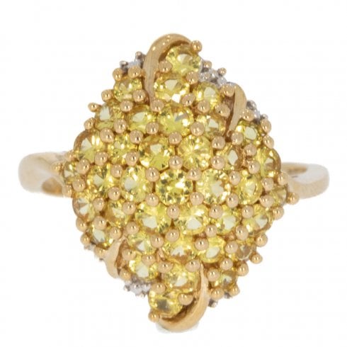 Gold Yellow Sapphire Cluster Ring
