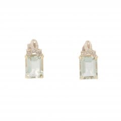 Green Amethyst & Diamond Stud Earrings