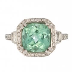 Green Beryl & Diamond Cluster Ring