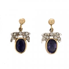 Iolite & Diamond Drop Earrings