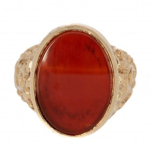 Large Gold Carnelian Signet Ring