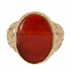 Large Gold Carnelian Signet Ring