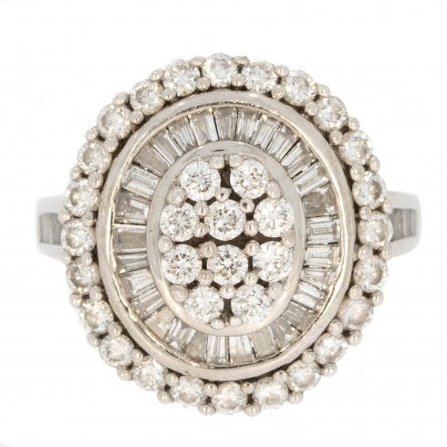 Mixed Cut Diamond Cluster Ring