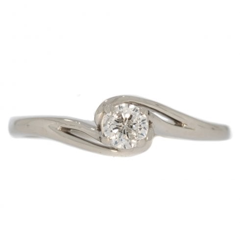 Palladium Diamond Twist Solitaire Ring