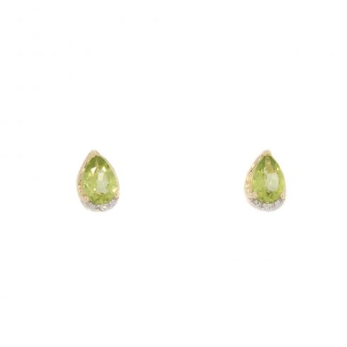 Peridot and Diamond Stud Earrings