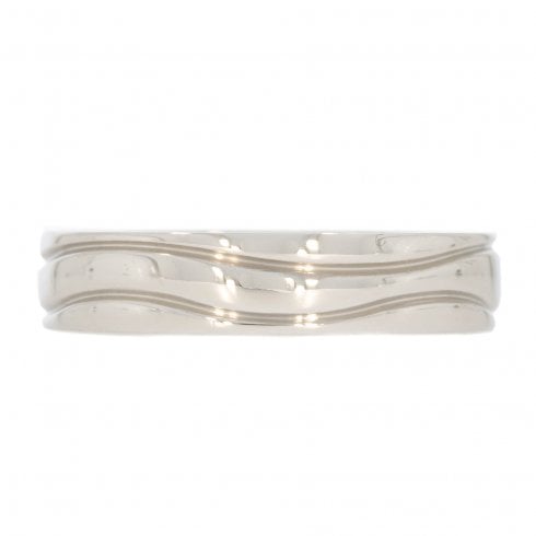 Platinum 4mm Wave Pattern Wedding Band
