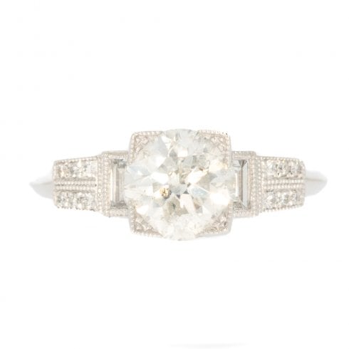 Platinum Art Deco Style Diamond Solitaire