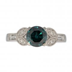 Platinum Blue Diamond Solitaire Ring