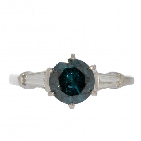 Platinum Blue Diamond Solitaire Ring