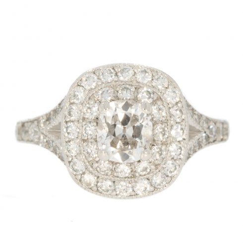 Platinum Diamond Halo Cluster Ring