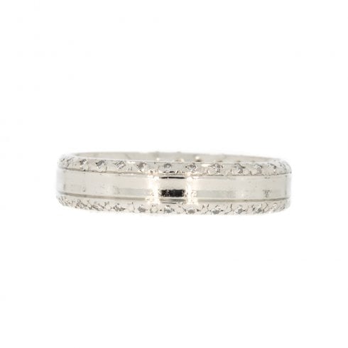Platinum Patterned Diamond Set Wedding Band
