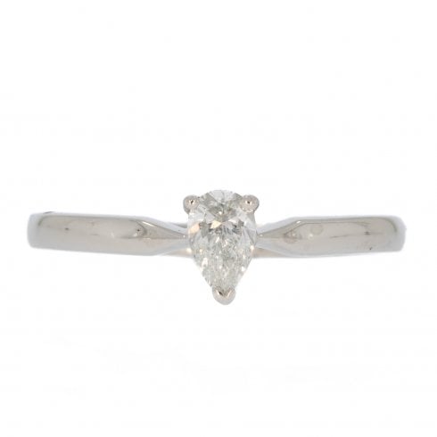 Platinum Pear Cut Diamond Solitaire Ring